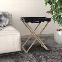  Folding Table Gold and Black 48x34x61 cm MDF