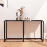  Console Table Black Marble 140x35x75.5cm Tempered Glass