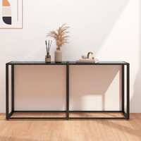  Console Table Black 160x35x75.5cm Tempered Glass