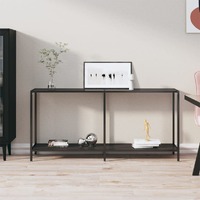  Console Table Black 160x35x75.5 cm Tempered Glass