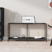  Console Table Black 160x35x75.5 cm Tempered Glass