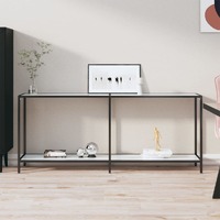  Console Table White 180x35x75.5 cm Tempered Glass