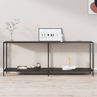  Console Table Black 200x35x75.5 cm Tempered Glass