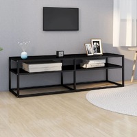  TV Cabinet Black 140x40x40.5 cm Tempered Glass