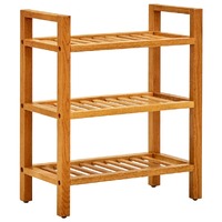  Shoe Rack with 3 Shelves 50x27x60 cm Solid Oak Wood