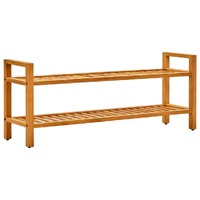  Shoe Rack with 2 Shelves 100x27x40 cm Solid Oak Wood
