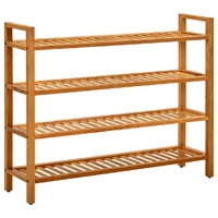  Shoe Rack with 4 Shelves 100x27x80 cm Solid Oak Wood