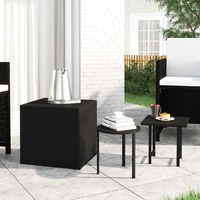  Garden Side Tables 3 pcs Black Poly Rattan