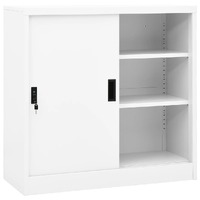  Office Cabinet with Sliding Door White 90x40x90 cm Steel