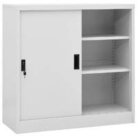  Office Cabinet with Sliding Door Light Grey 90x40x90 cm Steel