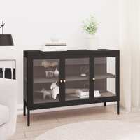  Sideboard Black 105x35x70 cm Steel and Glass