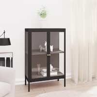  Sideboard Black 75x35x105 cm Steel and Glass