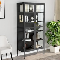  Display Cabinet Anthracite 90x40x180 cm Steel and Tempered Glass
