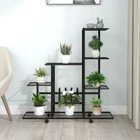  Flower Stand with Wheel 94.5x25x92.5 cm Black Metal