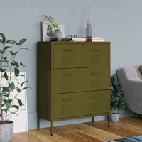  Drawer Cabinet Olive Green 80x35x101.5 cm Steel