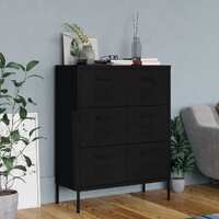  Drawer Cabinet Black 80x35x101.5 cm Steel