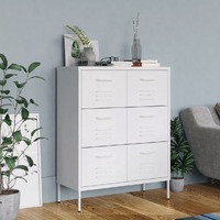  Drawer Cabinet White 80x35x101.5 cm Steel