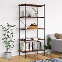  5-Tier Shelving Unit Black and Dark Wood 80x40x163 cm