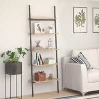  5-Tier Leaning Shelf Light Brown and Black 64x34x185.5 cm
