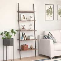  5-Tier Leaning Shelf Dark Brown and Black 64x34x185.5 cm