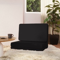  Folding Floor Chair Black Faux Leather