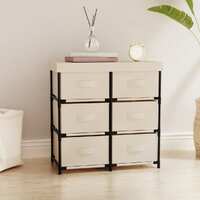  Storage Cabinet with 6 Drawers 55x29x55 cm Cream Steel