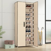  Shoe Cabinet Cream 60x30x166 cm Fabric