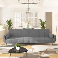  2-Seater Sofa Bed with Two Pillows Light Grey Velvet