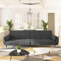  2-Seater Sofa Bed with Two Pillows Dark Grey Velvet