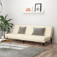  2-Seater Sofa Bed Cream Faux Leather