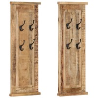  Coat Racks 2 pcs Solid Wood Mango 38x100 cm
