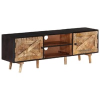  TV Cabinet 140x30x46 cm Rough Mango Wood and Solid Wood Acacia