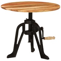  Side Table 60x(42-62) cm Solid Wood Acacia and Cast Iron