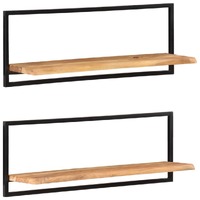  Wall Shelves 2 pcs 100x24x35 cm Solid Wood Acacia and Steel