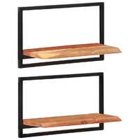  Wall Shelves 2 pcs 60x25x35 cm Solid Wood Acacia and Steel