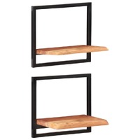  Wall Shelves 2 pcs 40x24x35 cm Solid Wood Acacia and Steel
