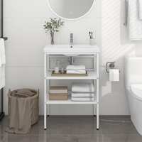  Bathroom Washbasin Frame White 59x38x83 cm Iron