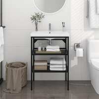  Bathroom Washbasin Frame Black 59x38x83 cm Iron