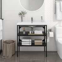  Bathroom Washbasin Frame Black 79x38x83 cm Iron