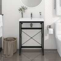  Bathroom Washbasin Frame Black 59x38x83 cm Iron