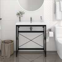  Bathroom Washbasin Frame Black 79x38x83 cm Iron