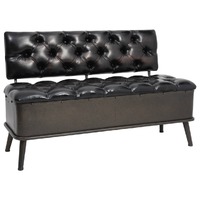  Storage Bench with Backrest 110 cm Black Faux Leather