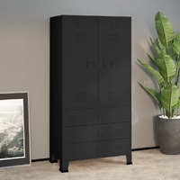  Industrial Wardrobe Black 90x50x180 cm Metal