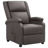  Recliner Chair Grey Real Leather