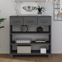  Console Table &quot;HAMAR&quot; Dark Grey 90x35x90 cm Solid Wood Pine