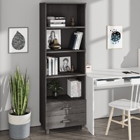  Highboard &quot;HAMAR&quot; Light Grey 60x35x180 cm Solid Wood Pine