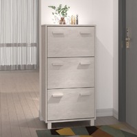  Shoe Cabinet &quot;HAMAR&quot; White 59.5x35x117 cm Solid Wood Pine