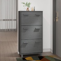  Shoe Cabinet &quot;HAMAR&quot; Dark Grey 59.5x35x117 cm Solid Wood Pine