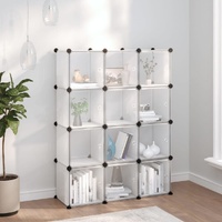  Storage Cube Organiser with 12 Cubes and Doors Transparent PP