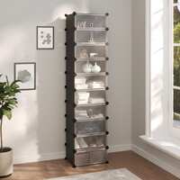  Shoe Rack Black 44x32x174 cm PP